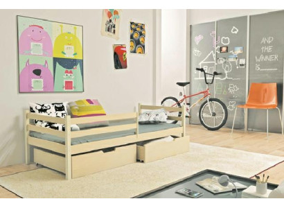 Kinderbed Barneseng + massief houten opbergdoos Aito