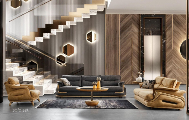 Bank Bank Kussen Driezits Zitten Luxe Meubels Italiaans Ontwerp 3-zits Banken
