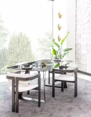 Luxe eetkamer glazen design tafel eetgroep eettafel met 4 stoelen 5-delig