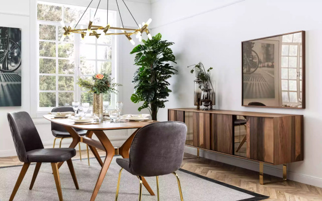 Italiaanse stijl Eettafel 4x Stoelen Houten Tafel Eetset Modern Design 5-delig