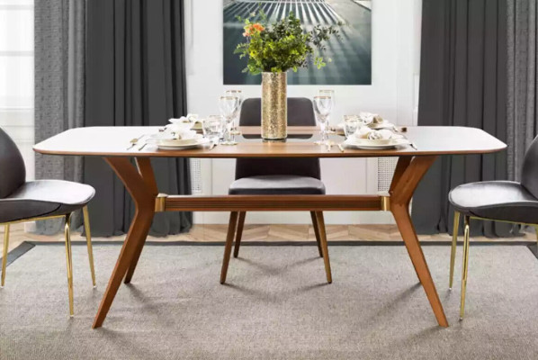 Italiaanse stijl Eettafel 4x Stoelen Houten Tafel Eetset Modern Design 5-delig