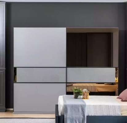Kledingkast Kast Slaapkamer Grijs Hout Modern Ontwerp Garderobekast