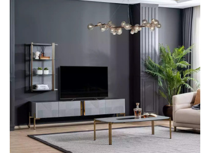 Waanzinnig stijlvolle moderne design woonkamer TV-commode in as grijs.