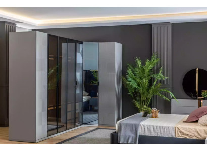 Hoekkast kledingkast kast luxe houten design meubelen slaapkamer grijs