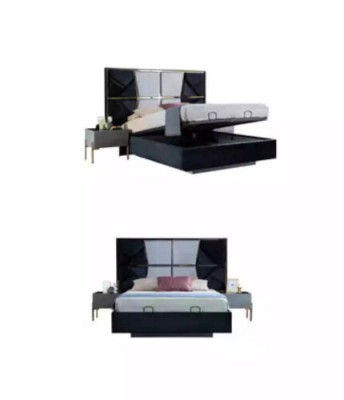 Prachtige beddengoed set met donkere grijstinten met gouden accenten.