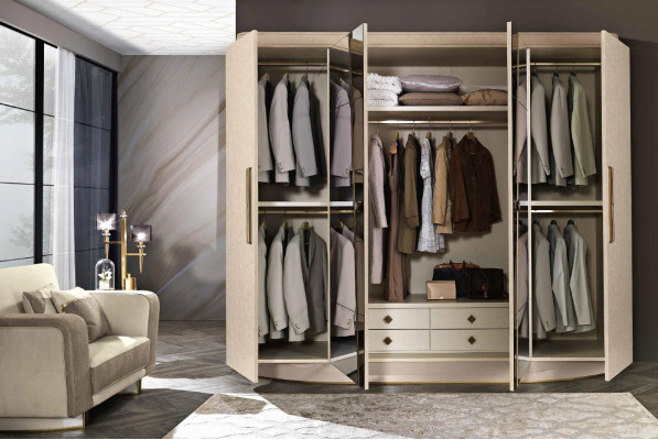 Kledingkast Kast Spiegel Hout Meubels Kasten Garderobe Hout Italië Nieuw