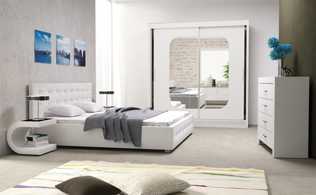 Slaapkamer set Design meubels 4-delig modern luxe tweepersoonsbed 2x nachtkastje