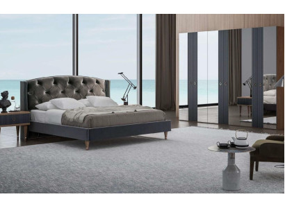 Modern Chesterfield slaapkamer set met design tweepersoonsbed en nachtkastjes