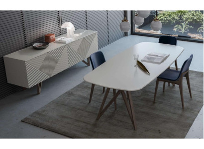 Eetkamerset Moderne eetkamerset Wit dressoir met opbergruimte