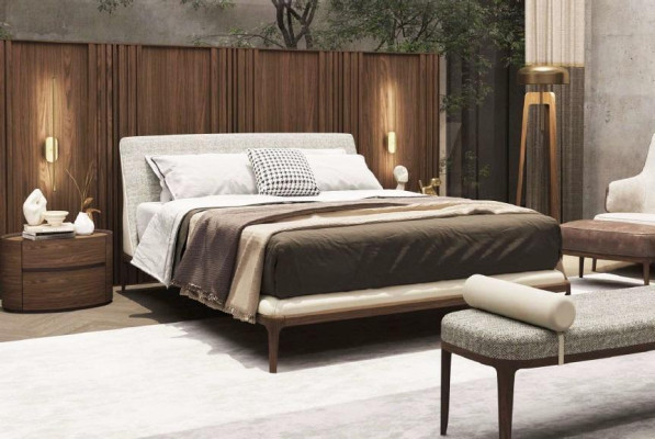 Bruin slaapkamer set bedframe 2x nachtkastjes tweepersoonsbed 3-delig