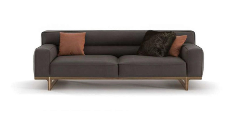 Bruine woonkamerset Luxueuze 3-zits Stivloller fauteuil Beklede poef