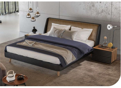 Slaapkamer set Bed 2x Nachtkastje Compleet meubilair Bedden Walnoot Natuur