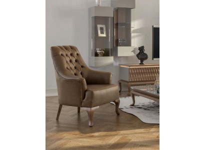 Bruine Chesterfield éénzits woonkamermeubel Moderne Luxe Fauteuil