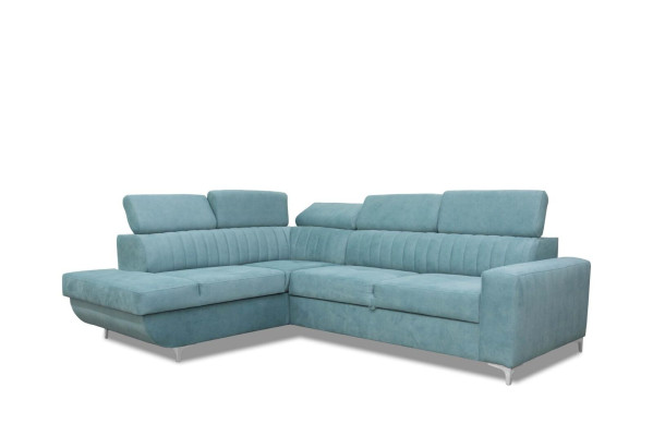 Blauw bankstel hoekbank stof hoekbank design textielbank L-vorm meubelen