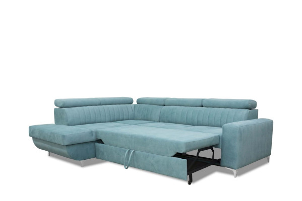 Blauw bankstel hoekbank stof hoekbank design textielbank L-vorm meubelen