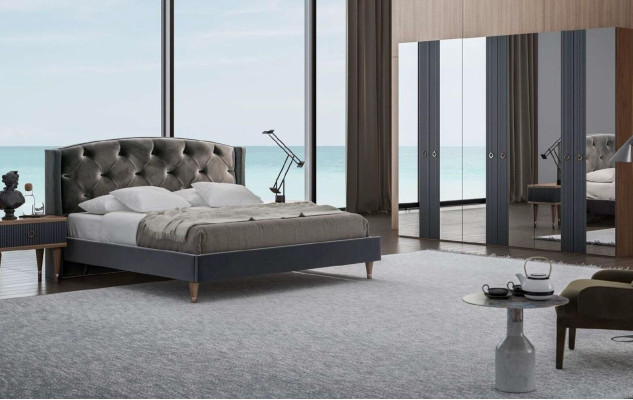 Natürliche Walnuss - Mat Antraciet Nachtkastje Met Laden Console Tafels