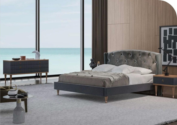 Natürliche Walnuss - Mat Antraciet Nachtkastje Met Laden Console Tafels