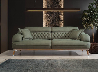 Bankstel 3-zits Grijs Luxe Textiel Woonkamer Design Italiaanse Stijl
