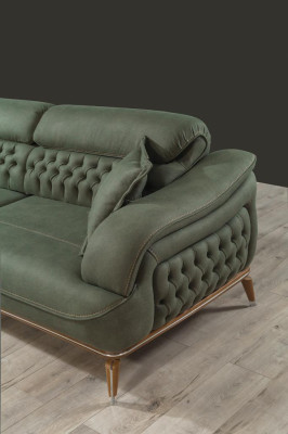 Bankstel 3-zits Grijs Luxe Textiel Woonkamer Design Italiaanse Stijl