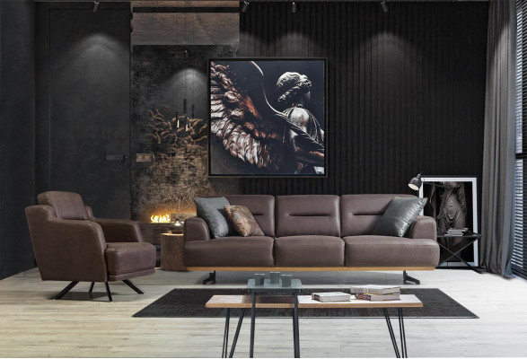 Leren fauteuil zitkamer gestoffeerd eenzitter modern bruin luxe nieuw