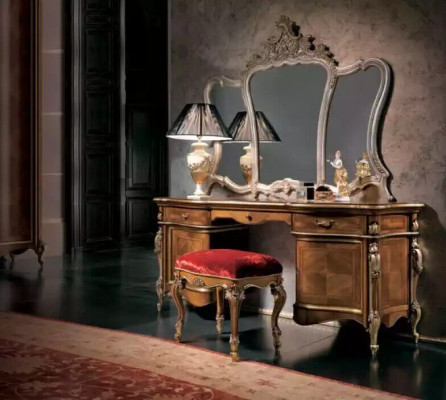 Kaptafel Slaapkamer Kruk Spiegel Houten Set Designermeubilair