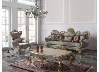 Polstersofa set bankstel bankstel driepersoons fauteuil stof bank blauw bankstellen