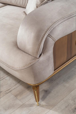 Sofaset set banken fauteuils driezits bankstel 3-zits textiel blauw