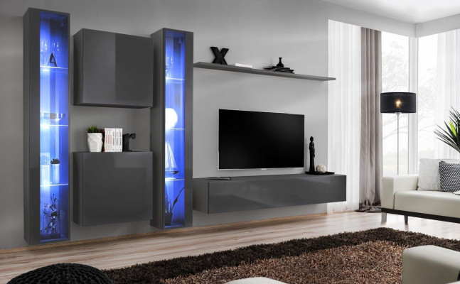 Luxe 2x hangende vitrine Nieuwe wandcombinatie 2x wandkast Compleet set wandplank Nieuw