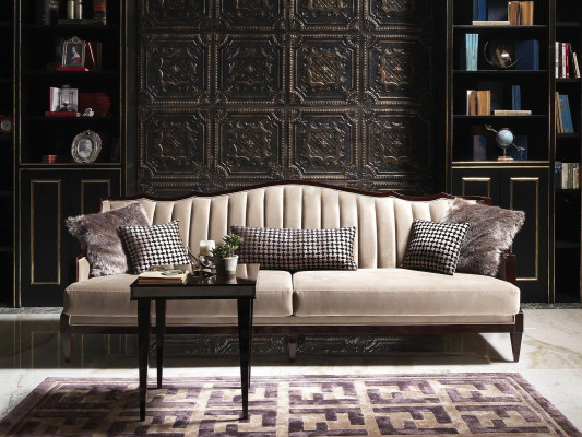 Bankstel Vierzitter Driezitter Fauteuil Grijs Salontafels Stoffen bank.