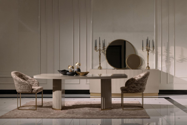 Eethoek Eethoek Eettafel Stoelenset 9-delig Eetkamer Beige Hout Luxe
