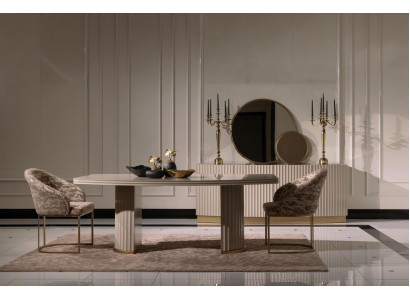 Eethoek Eethoek Eettafel Stoelenset 9-delig Eetkamer Beige Hout Luxe