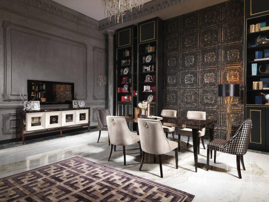 Eethoek Eetkamer Eetgroep Luxe Eettafel Stoelen Zwart Hout 9-delig