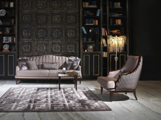Bankstel Vierzitter Fauteuil Bijzettafel Stoffen Bank Grijs Bekleding
