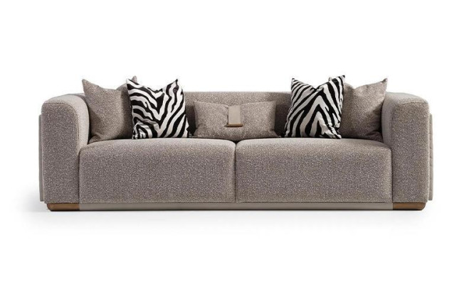 Bankstel Vierzits Fauteuil Stoffen Bank Grijze Beklede Bank Set 3-delig