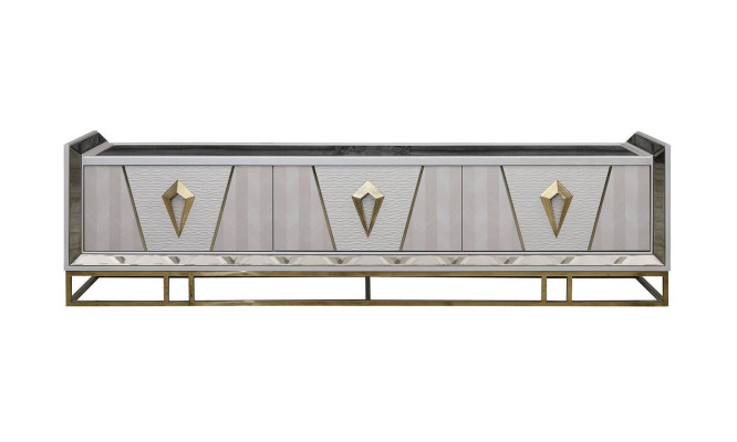 Compleet woonkamer fauteuil bijzettafel set 3-delig Grijs RTV tv-meubel