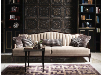 Stoffenbank Bank 4-zits Grijs Gestoffeerde Bank Vierzits Luxe Houten Design