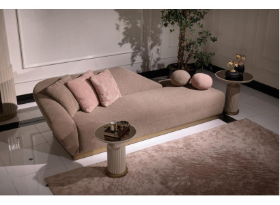 Chaiselongue groep bank bijzettafels stoffering stof modern 3-delige set