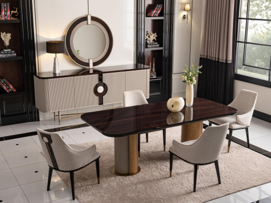 Eettafel Eetkamertafel Tafel Houten tafel Hout Eetkamer Bruin Luxe