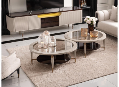 Groep salontafels bijzettafels set 2-delig koffietafels beige hout