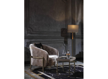 Woonkamer Compleet Fauteuil Bijzettafel Beige Stof Oorfauteuil Set