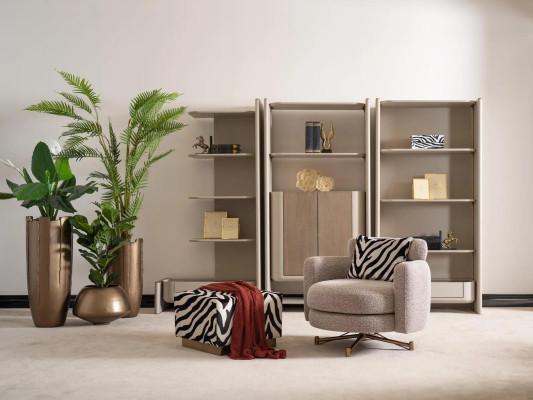Fauteuil met voetenbankje Oorfauteuil Tv-fauteuil Grijze gestoffeerde fauteuil Zerba