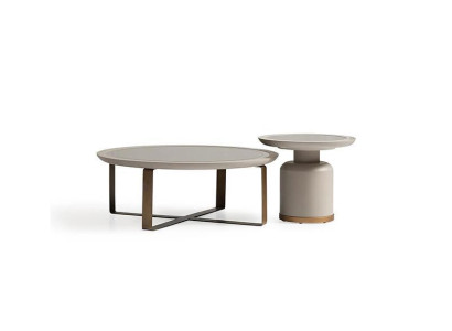 Volledige salontafel bijzettafel Beige Koffietafel Metaal Woonkamer