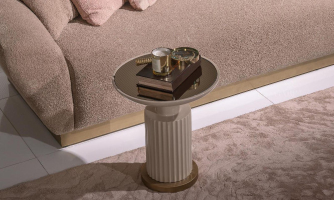 Bijzettafel Koffietafel Salontafel Beige Woonkamer Glas
