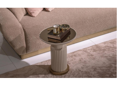 Bijzettafel Koffietafel Salontafel Beige Woonkamer Glas