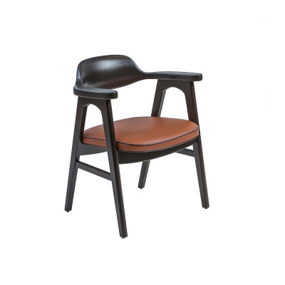 Eetkamerstoel met armleuningen Zwarte houten stoel Nieuw meubeldesign Zitting