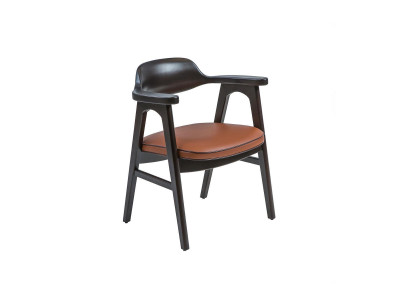 Eetkamerstoel met armleuningen Zwarte houten stoel Nieuw meubeldesign Zitting