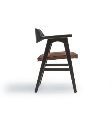 Eetkamerstoel met armleuningen Zwarte houten stoel Nieuw meubeldesign Zitting