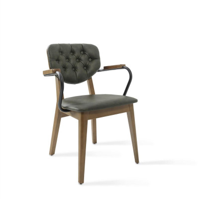 Eetkamerstoel met armleuningen, Chesterfield-bekleding, luxe meubels
