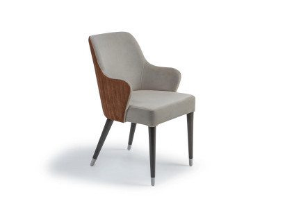 Luxe stoel met armleuningen Grijs Gestoffeerde zitting Moderne design meubels voor eetkamer