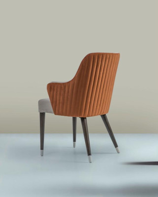 Luxe stoel met armleuningen Grijs Gestoffeerde zitting Moderne design meubels voor eetkamer